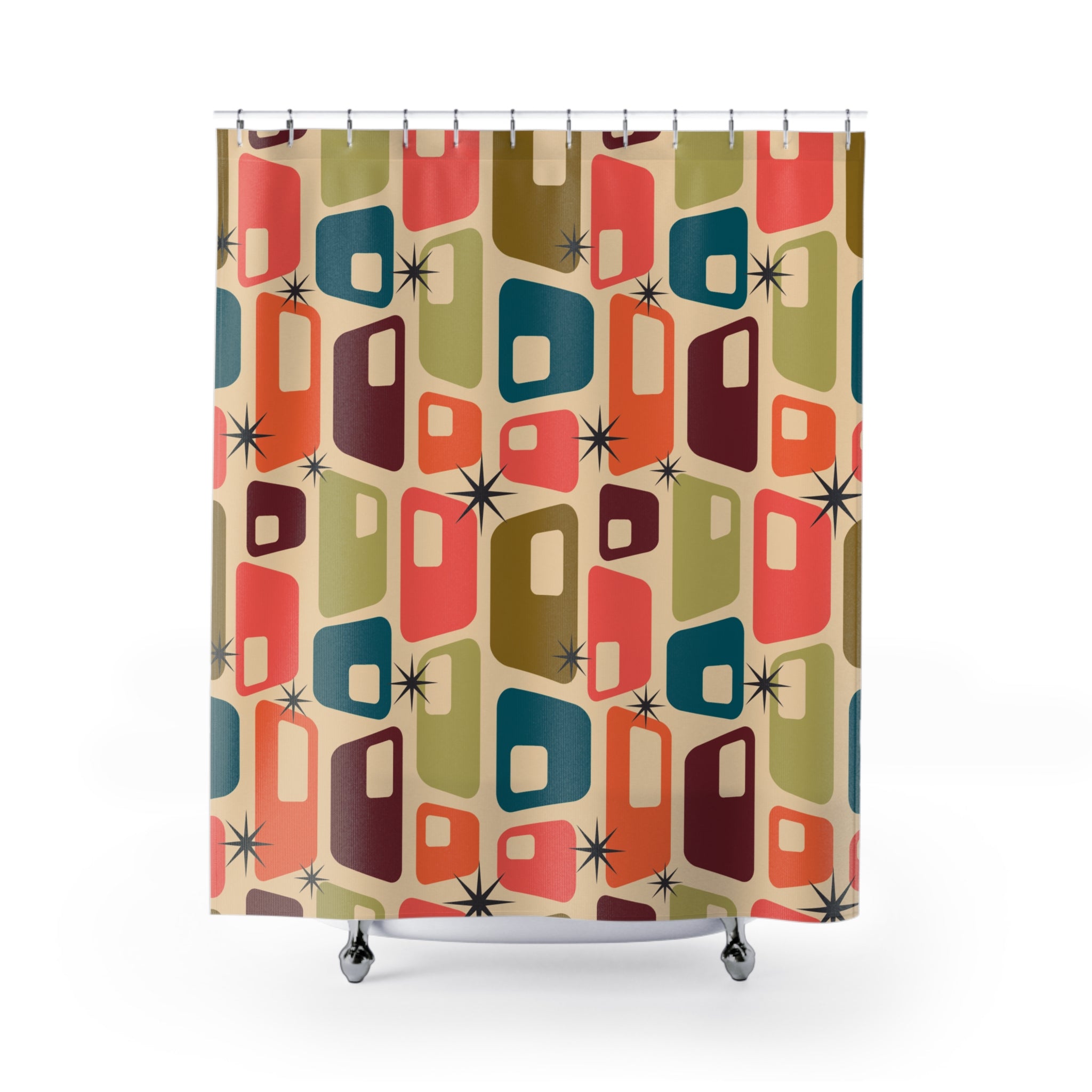 Mid-Century Modern Atomic Retro Shower Curtain Gift: Vintage Charm for Stylish Homes