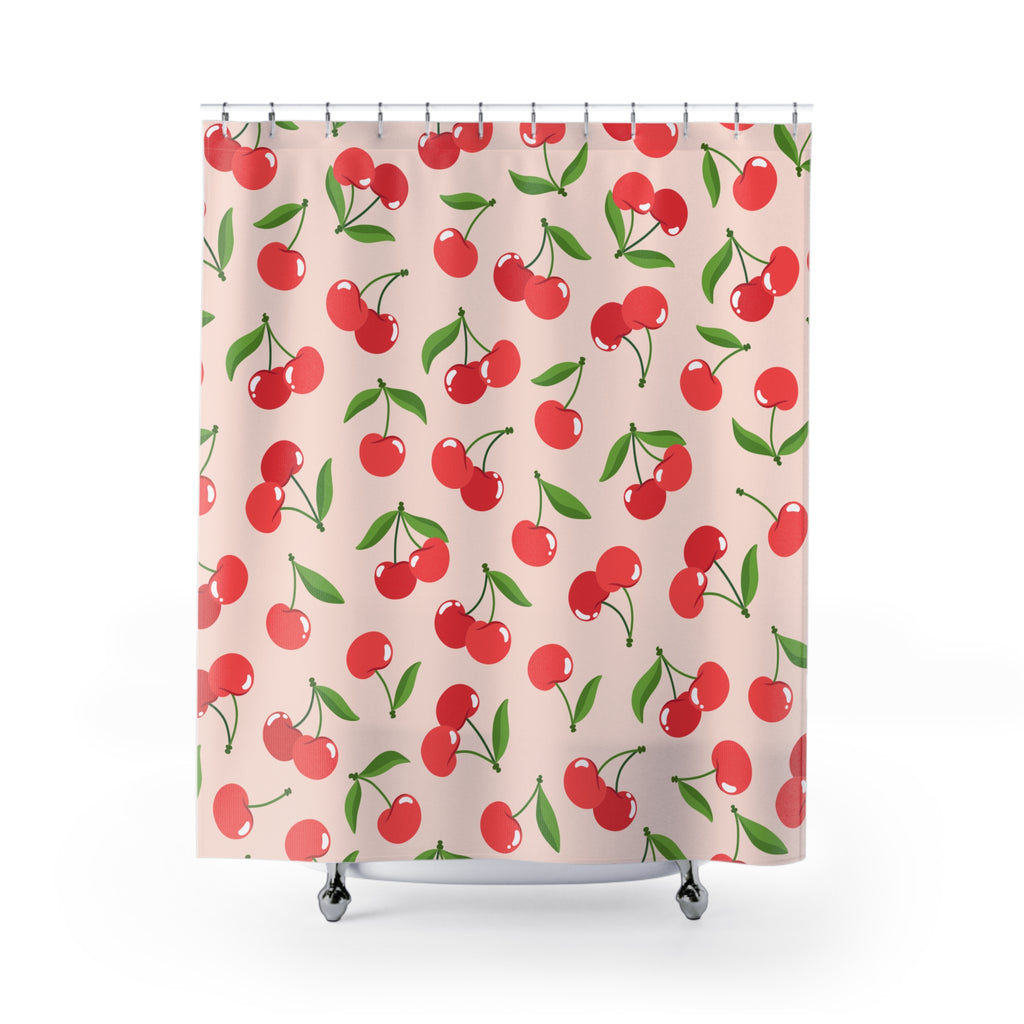 Pop Art Geometric Cherries Quilt Shower Curtain Gift: Vibrant Mid-Century for Stylish Homes