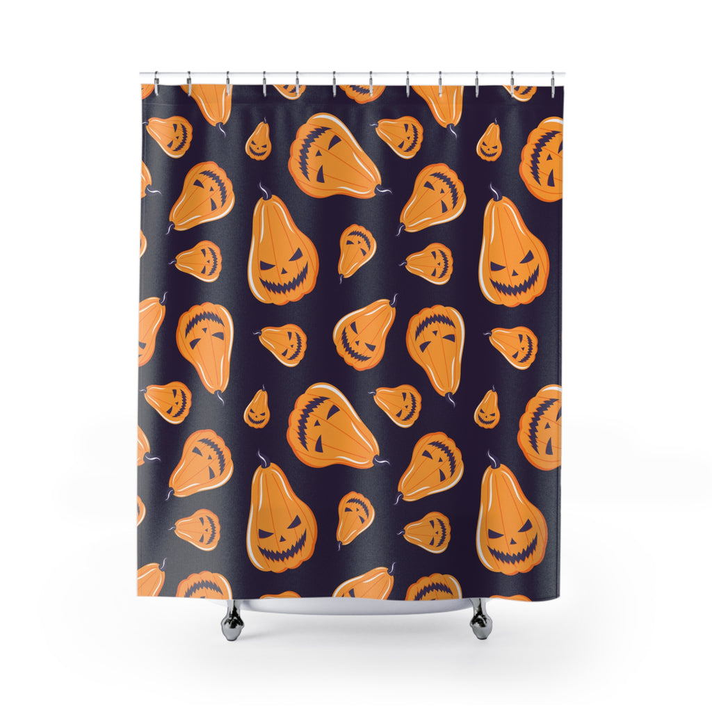 Elongated Jack-O'-Lantern Pattern Shower Curtain Gift: Playful Spooky for Festive Homes