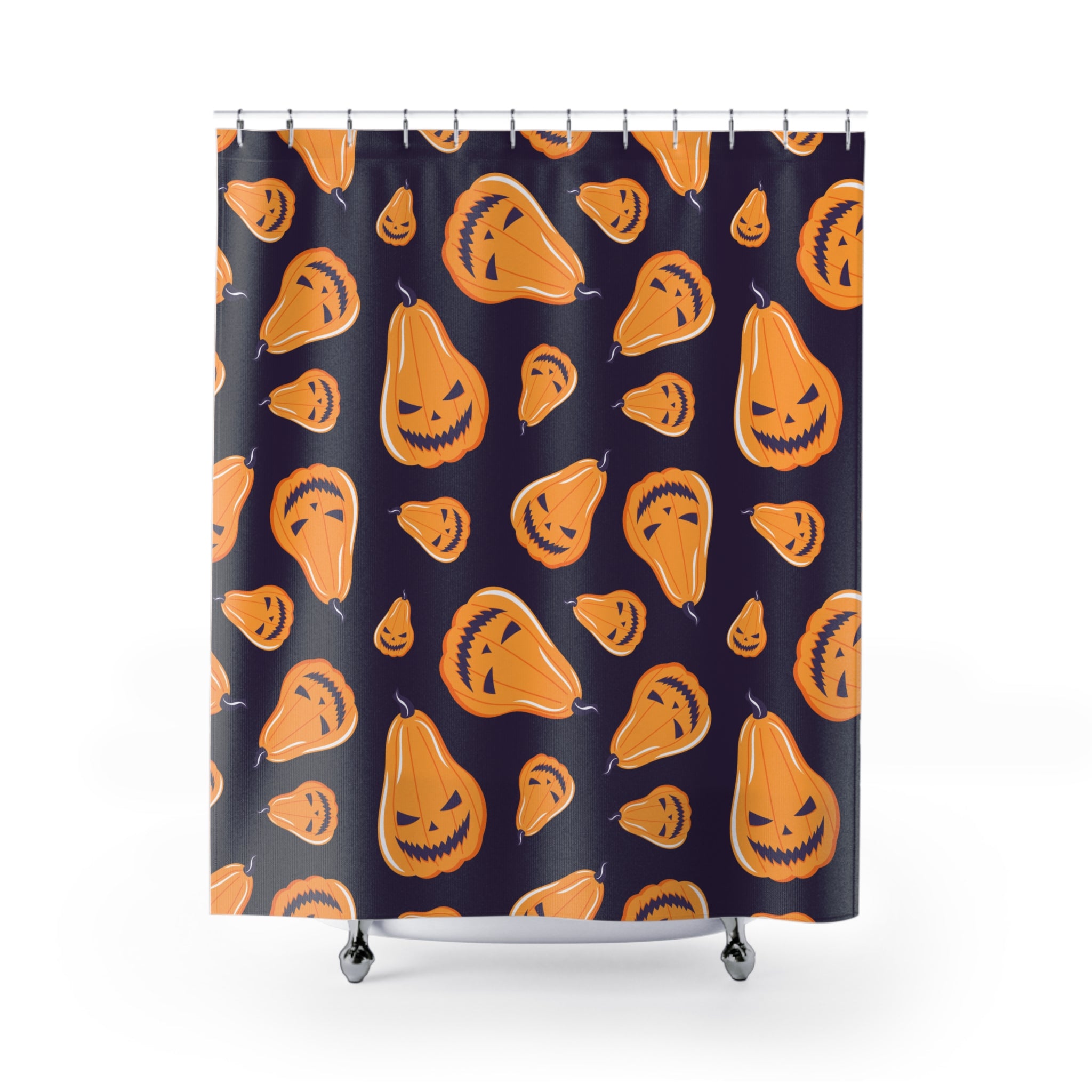Elongated Jack-O'-Lantern Pattern Shower Curtain Gift: Playful Spooky for Festive Homes