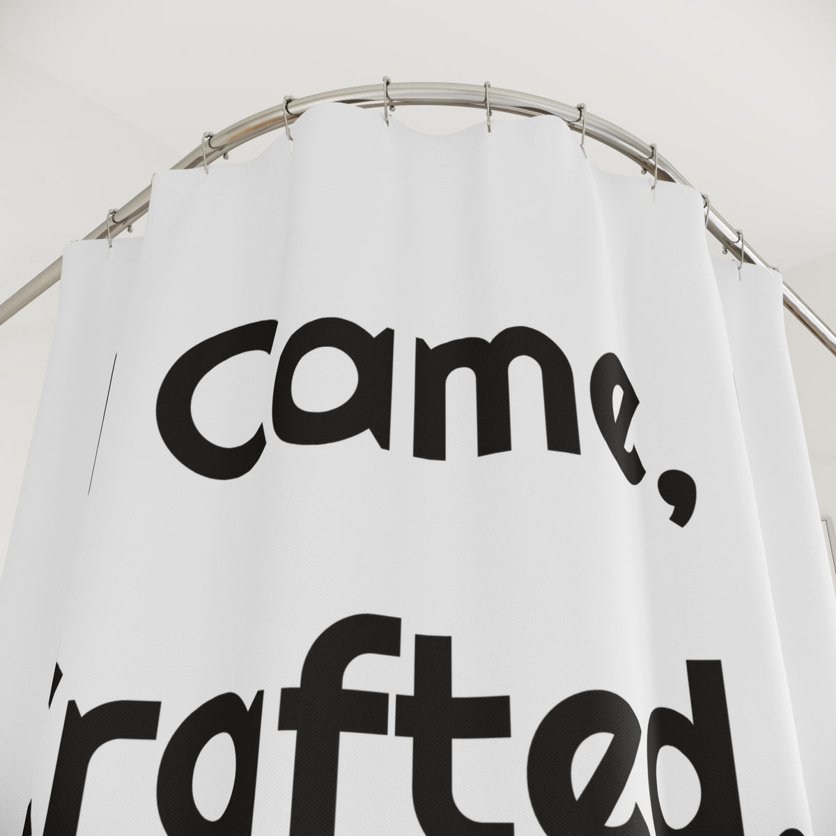 I Came, I Crafted I Napped Printed for Playful Bath Spaces shower curtain – original NewGiftDay design, view 2
