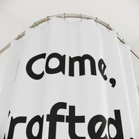 I Came, I Crafted I Napped Printed for Playful Bath Spaces shower curtain – original NewGiftDay design, view 2