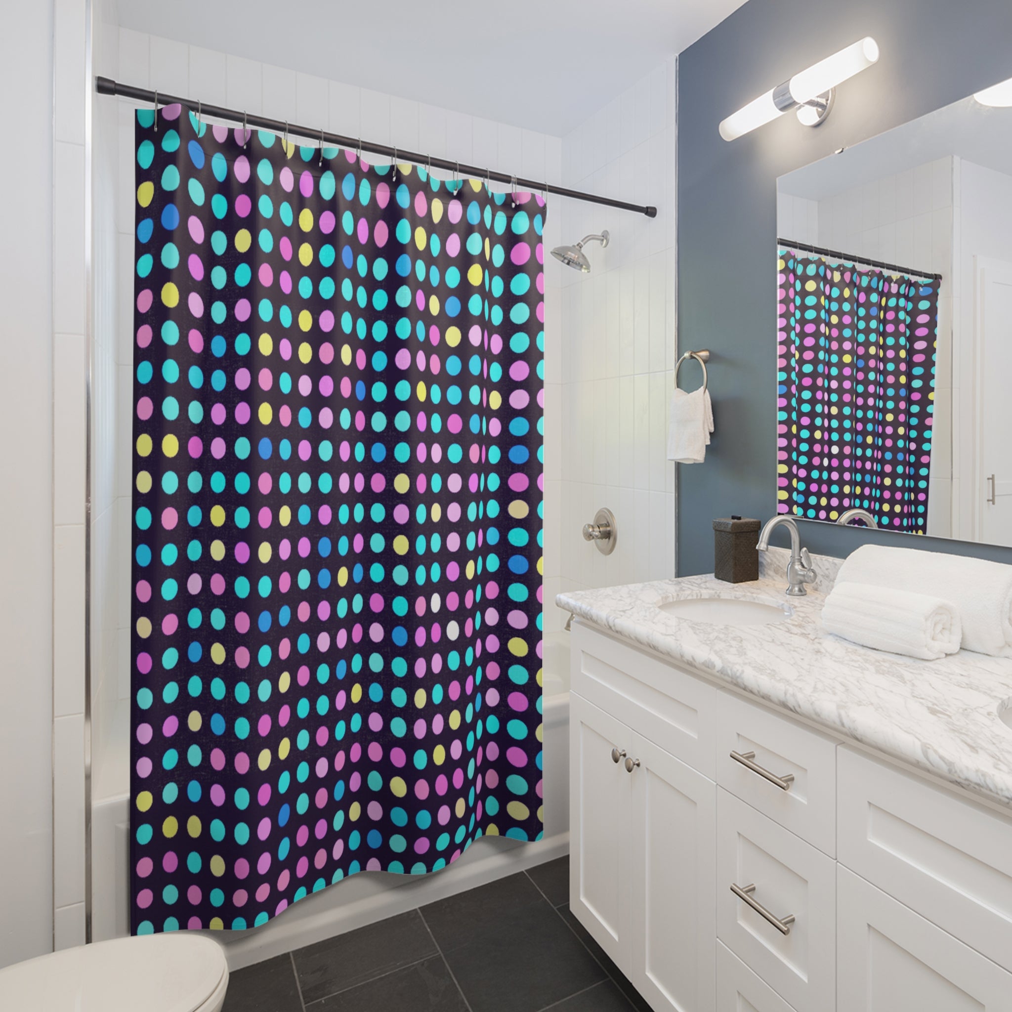 Disco Dot Grid Shower Curtain Gift: Maximalist Energy for Celebration Homes