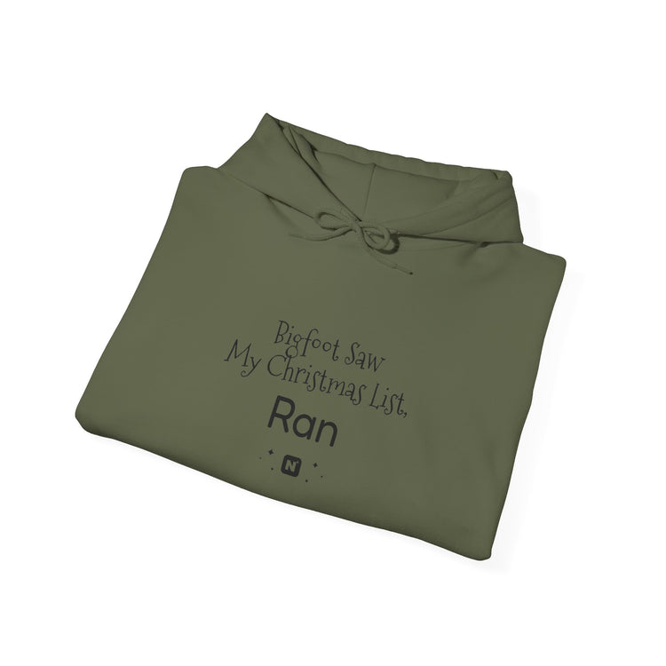 Bigfoot Christmas List™ Hooded sweatshirt in military-green – original NewGiftDay design
