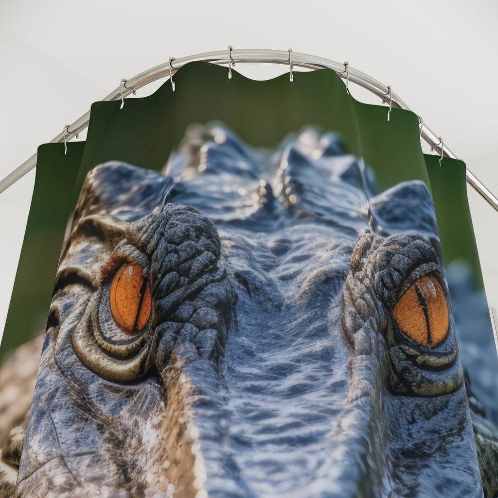 Amber-Eyed Alligator Portrait Shower Curtain Gift: Wild Presence for Bold Homes