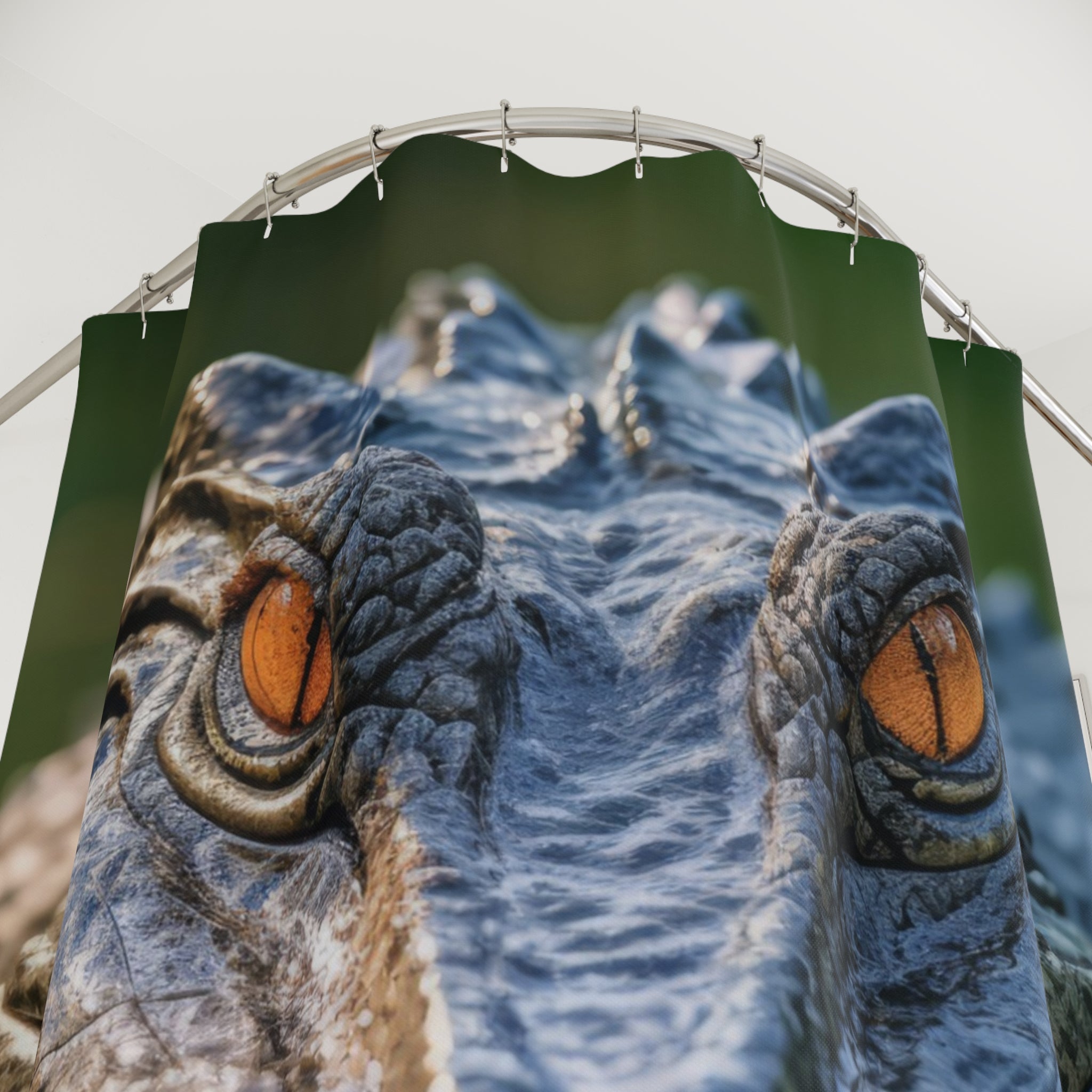 Amber-Eyed Alligator Portrait Shower Curtain Gift: Wild Presence for Bold Homes