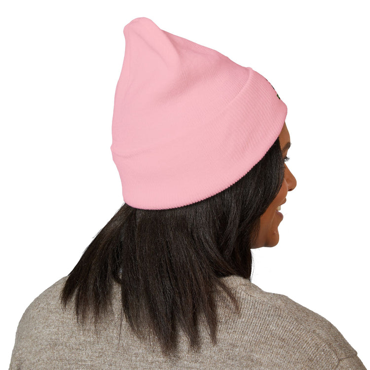 Claus With Confidence Classic Cuffed (Embroidery) beanie in baby-pink – original NewGiftDay design