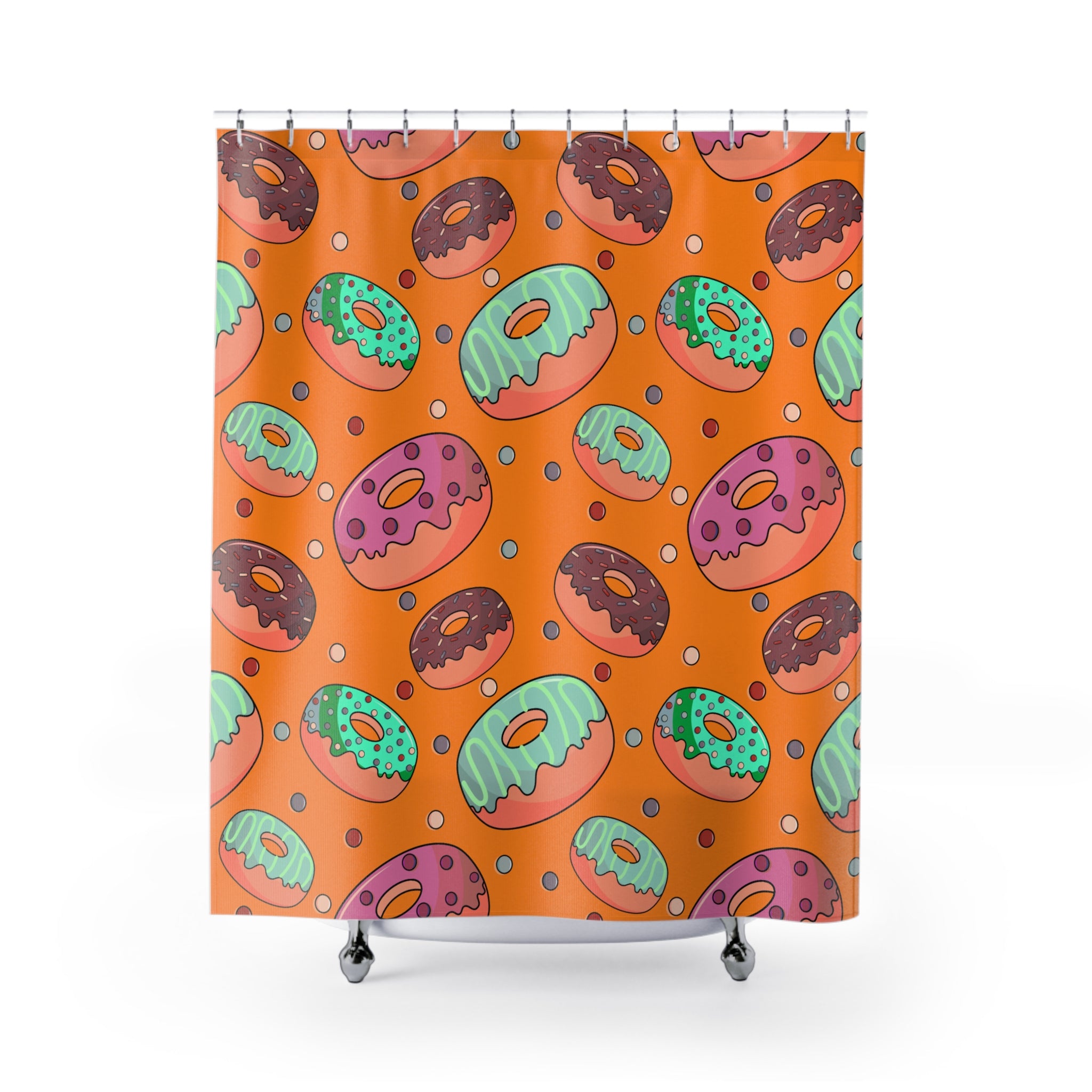 Glazed Donut Orange Pattern Shower Curtain Gift: Sweet Indulgence for Delightful Home