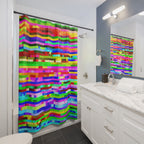 Vibrant Pixel Glitch Art Shower Curtain Gift: Retro-Modern for Dynamic Homes