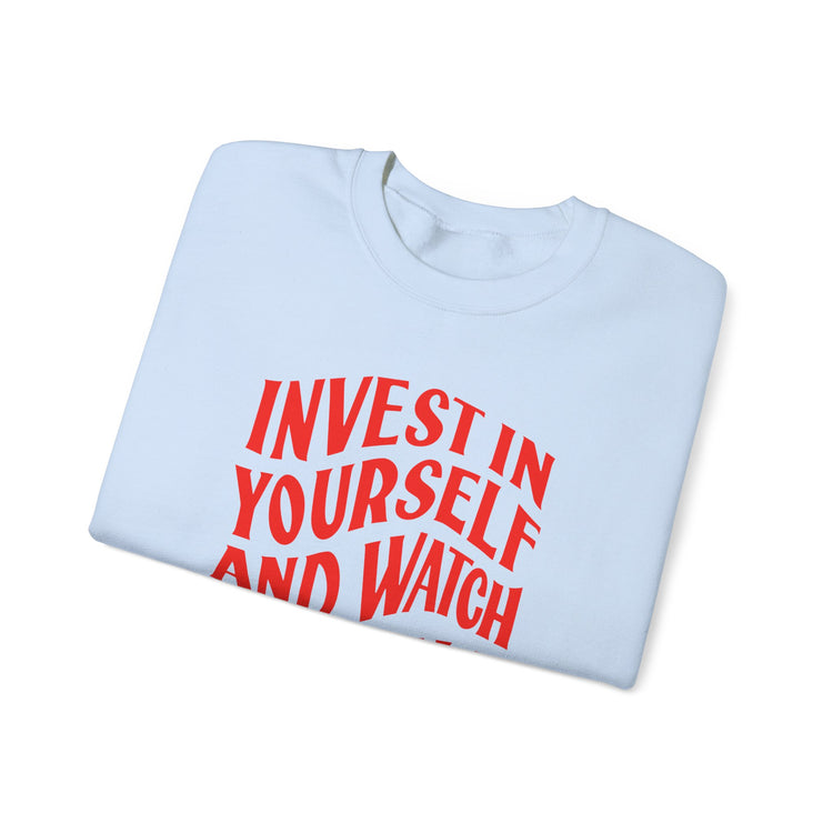 Invest in Yourself sweatshirt in light-blue – original NewGiftDay design