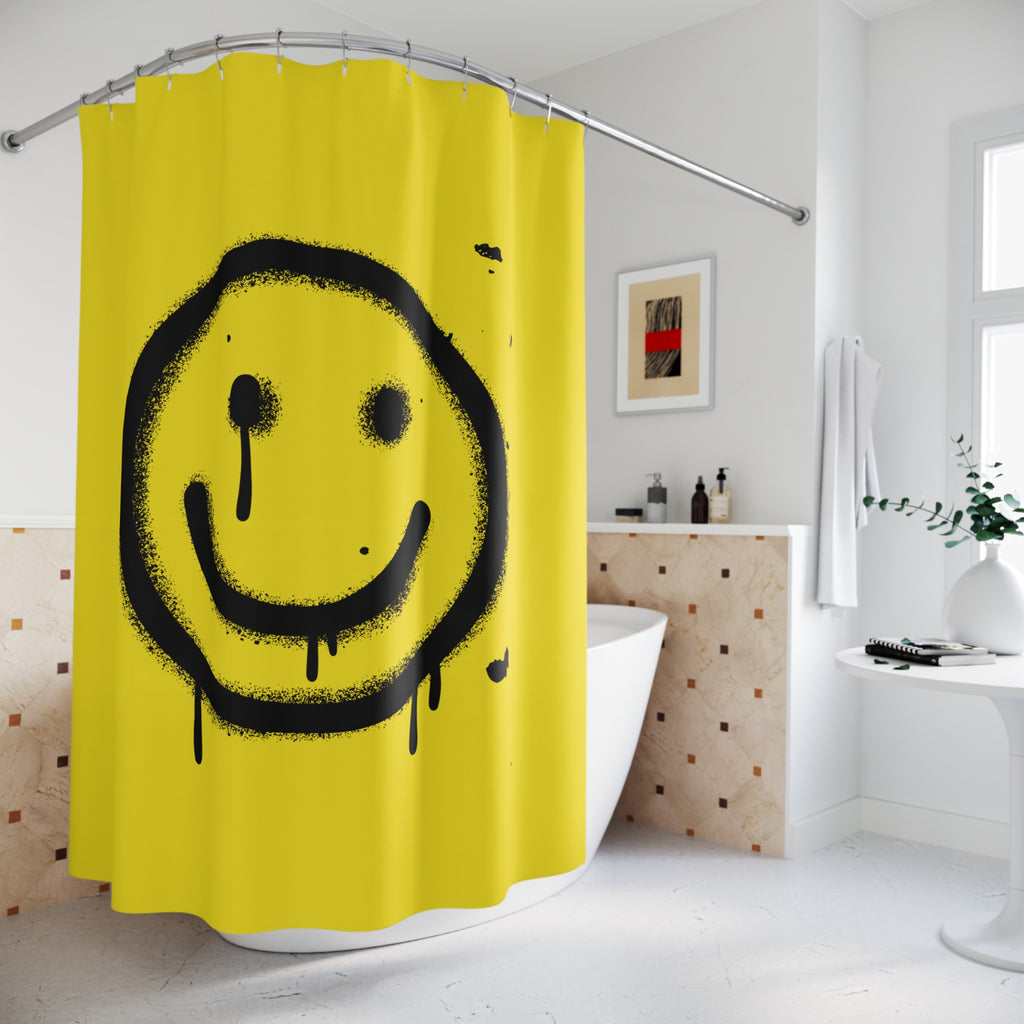 Graffiti Drip Smiley Face Shower Curtain Gift: Urban Art for Edgy Homes