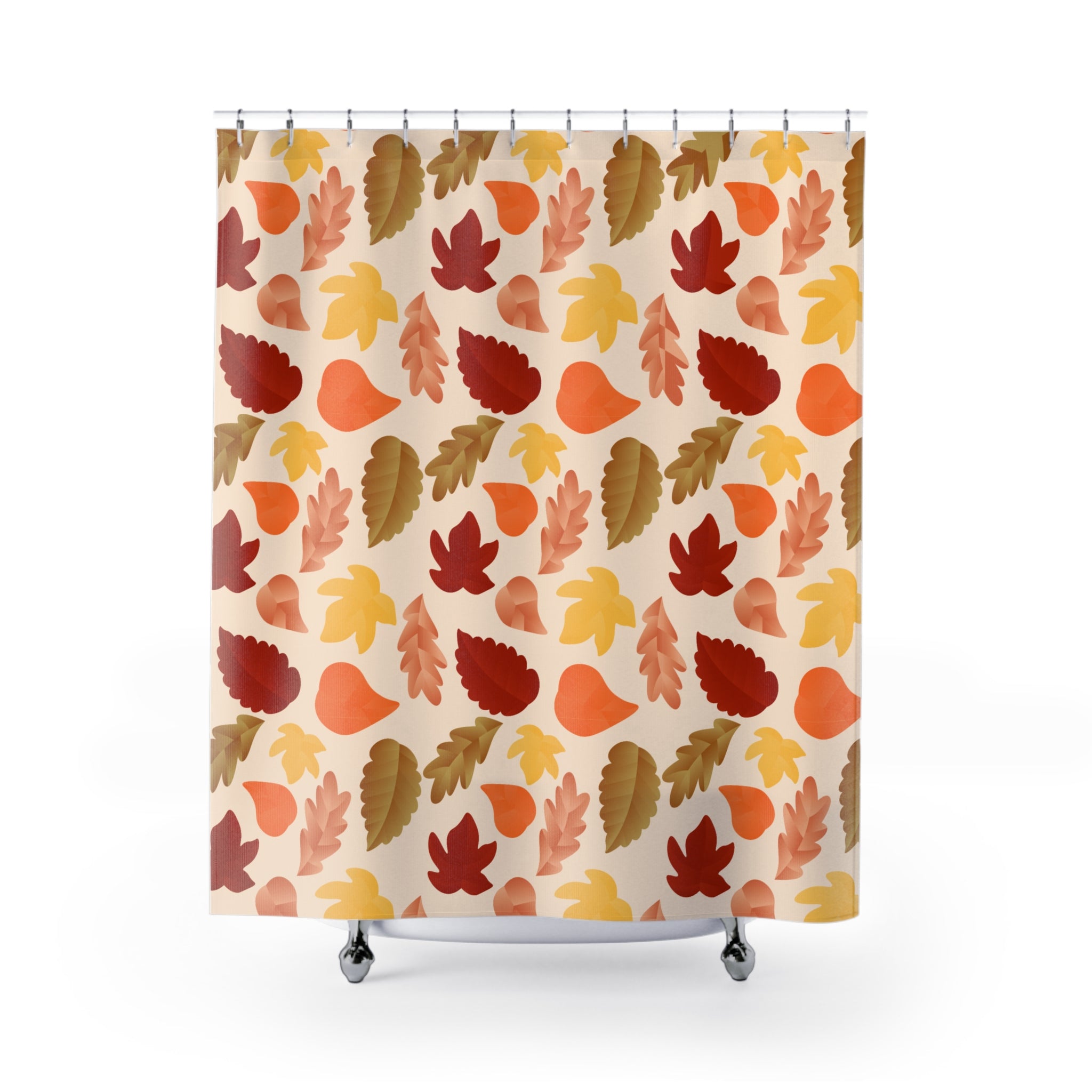 Warm Autumn Leaf Scatter Pattern Shower Curtain Gift: Natural Fall for Lively Homes