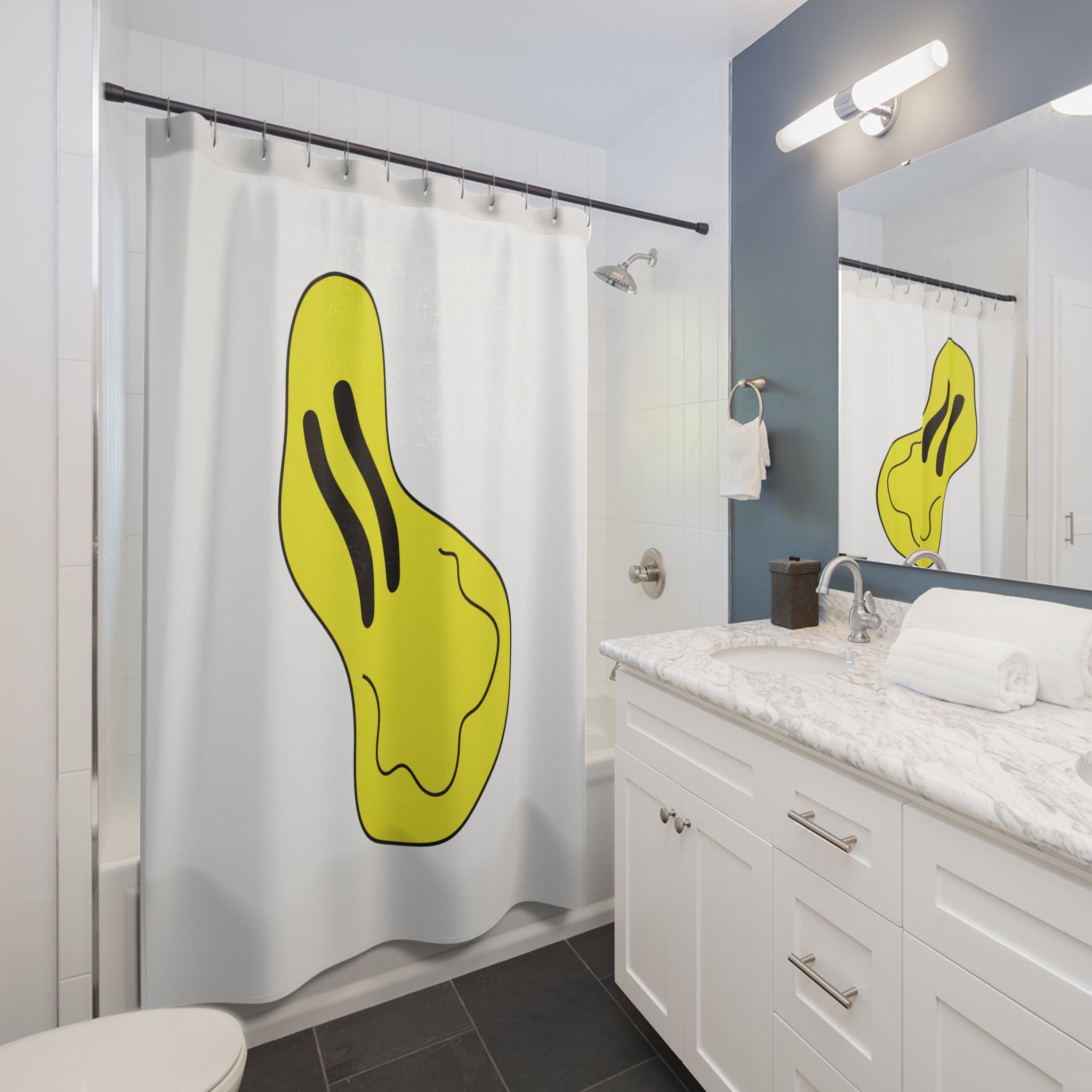Melting Smiley Face Art Shower Curtain Gift: Trippy Vibes for Indie Home