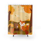 Whimsical Autumn Forest Friends Shower Curtain Gift: Charming Fall for Animal Lovers