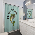 "I Like Big Bass" Slogan Shower Curtain Gift: Witty Fishing Humor for Lake Homes