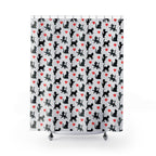 Whimsical Kitty Heart Pattern Shower Curtain Gift: Sweet Goth Style for Cat Lovers