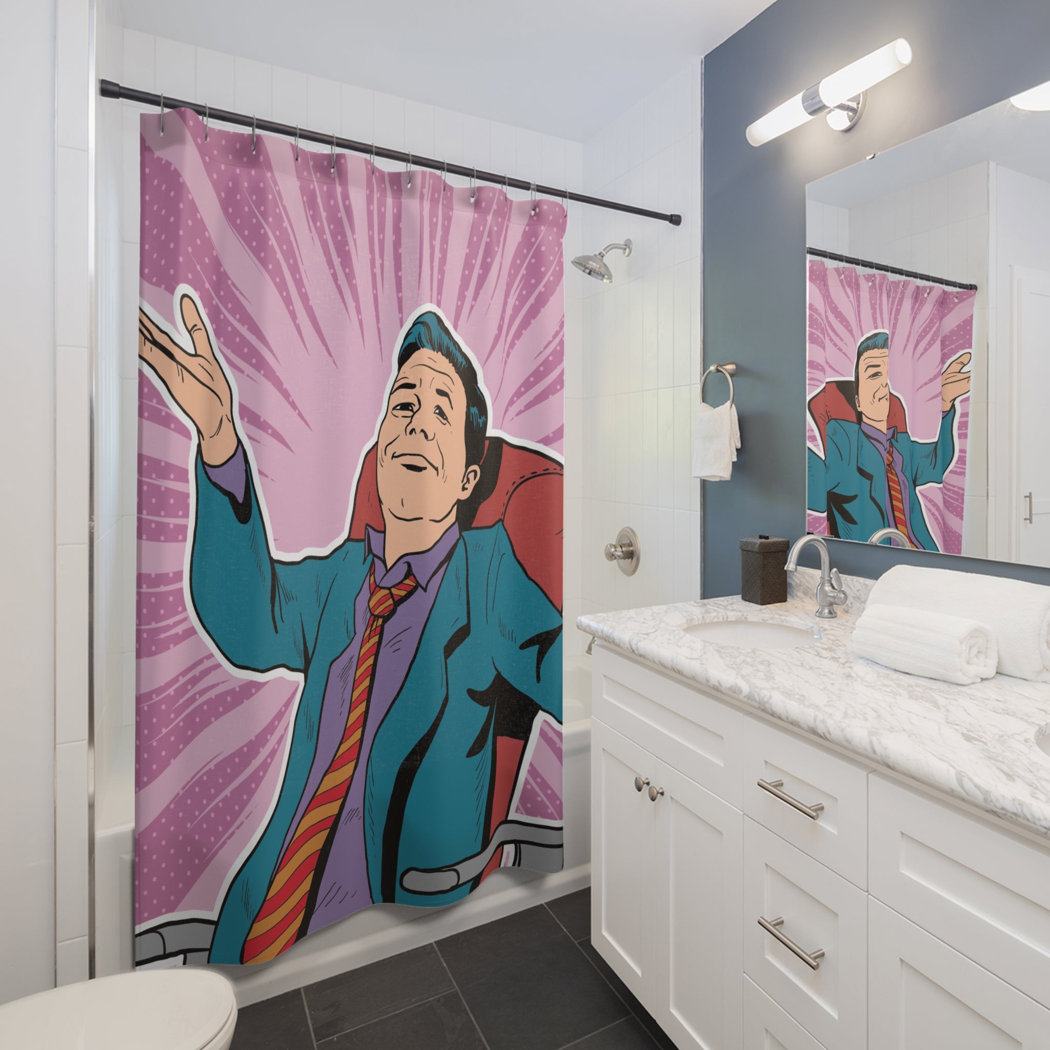 Pop Art Confident Man Shower Curtain Gift: Boss Vibes for Ambitious Homes