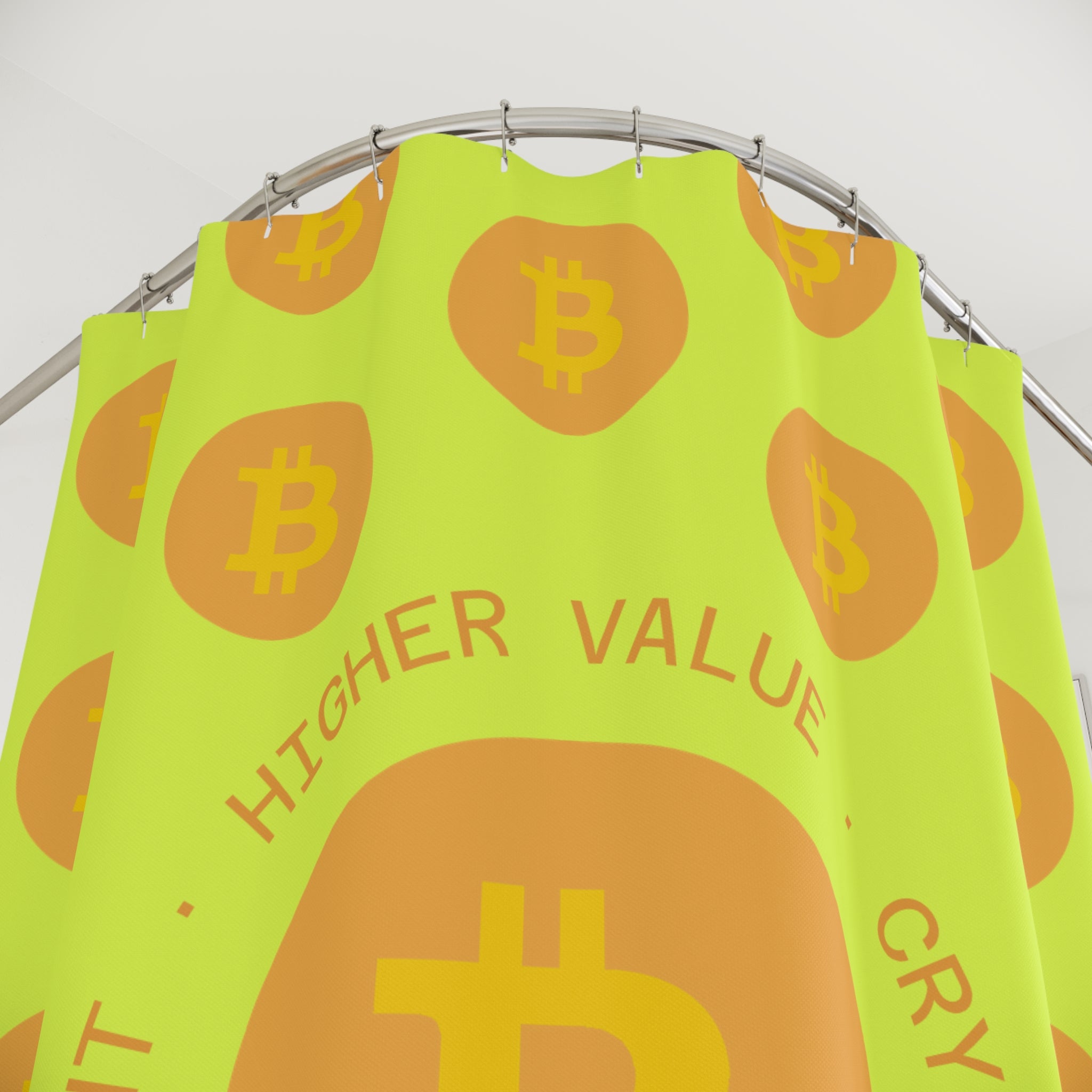 Bitcoin Crypto Art Slogan Shower Curtain Gift: Digital Wealth for Savvy Homes