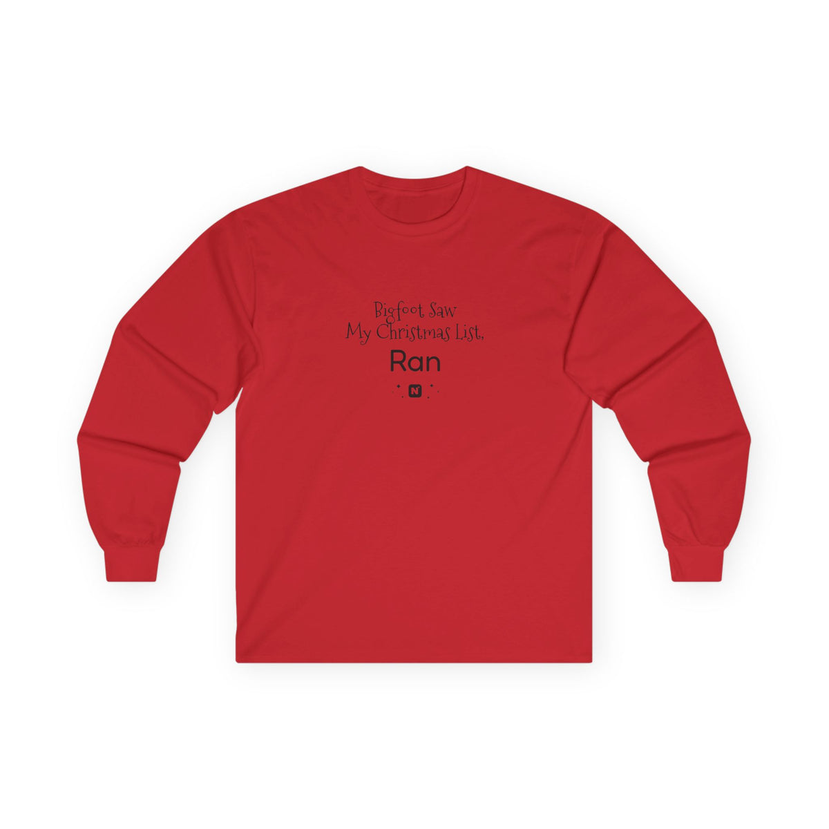 Bigfoot Christmas List long sleeve tee – original NewGiftDay design, view 24