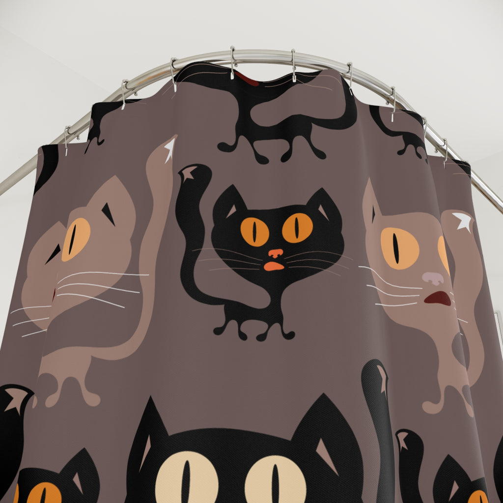 Whimsical Black Cat Pattern Shower Curtain Gift: Cozy Feline Charm for Pet Lovers