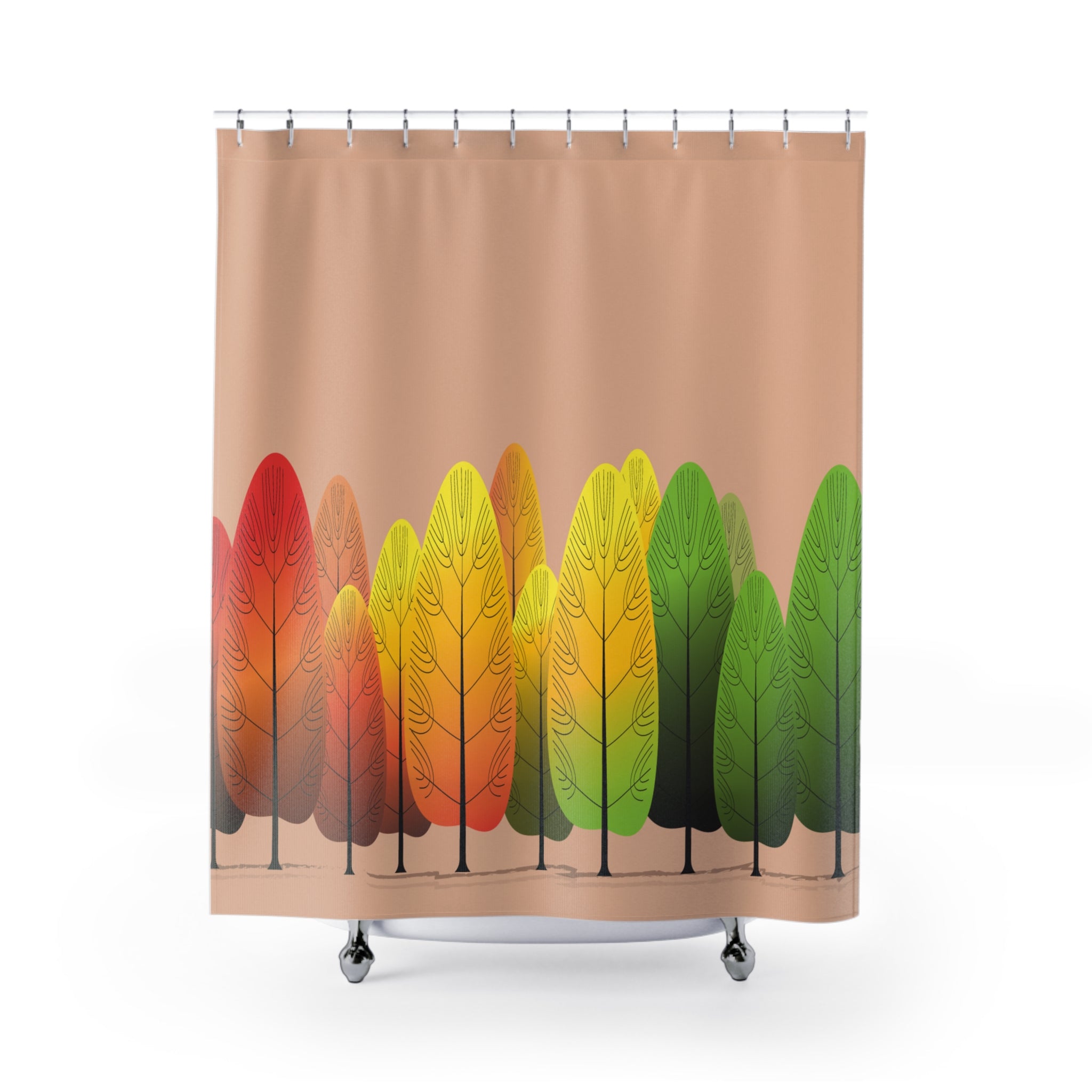 Ombre Autumn Forest Trees Shower Curtain Gift: Modern Fall for Artistic Homes