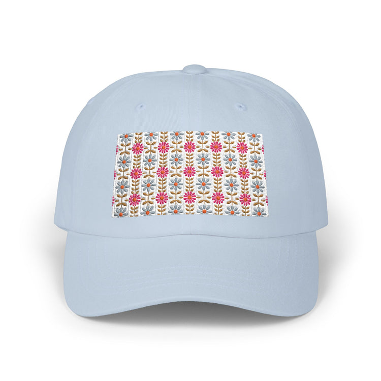 Retro Daisy Blooms Classic Dad Cap hat in light-blue – original NewGiftDay design