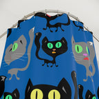 Whimsical Black Cat Blue Pattern Shower Curtain Gift: Cozy Feline Charm for Pet Lovers