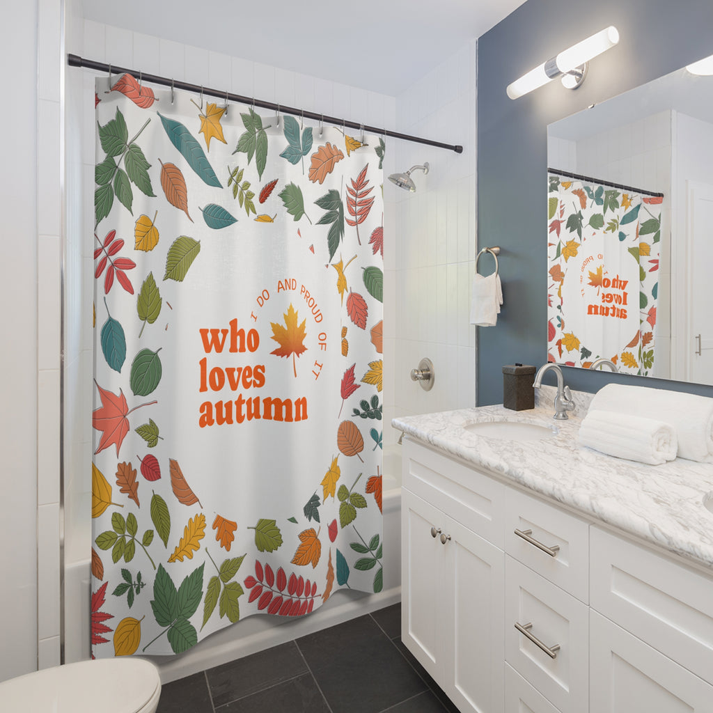 "Proud Autumn Lover" Leaf Frame Shower Curtain Gift: Expressive Fall for Vibrant Homes