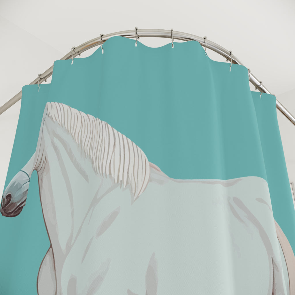 White Arabian Horse Art Shower Curtain Gift: Coastal Elegance for Refined Homes