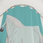 White Arabian Horse Art Shower Curtain Gift: Coastal Elegance for Refined Homes