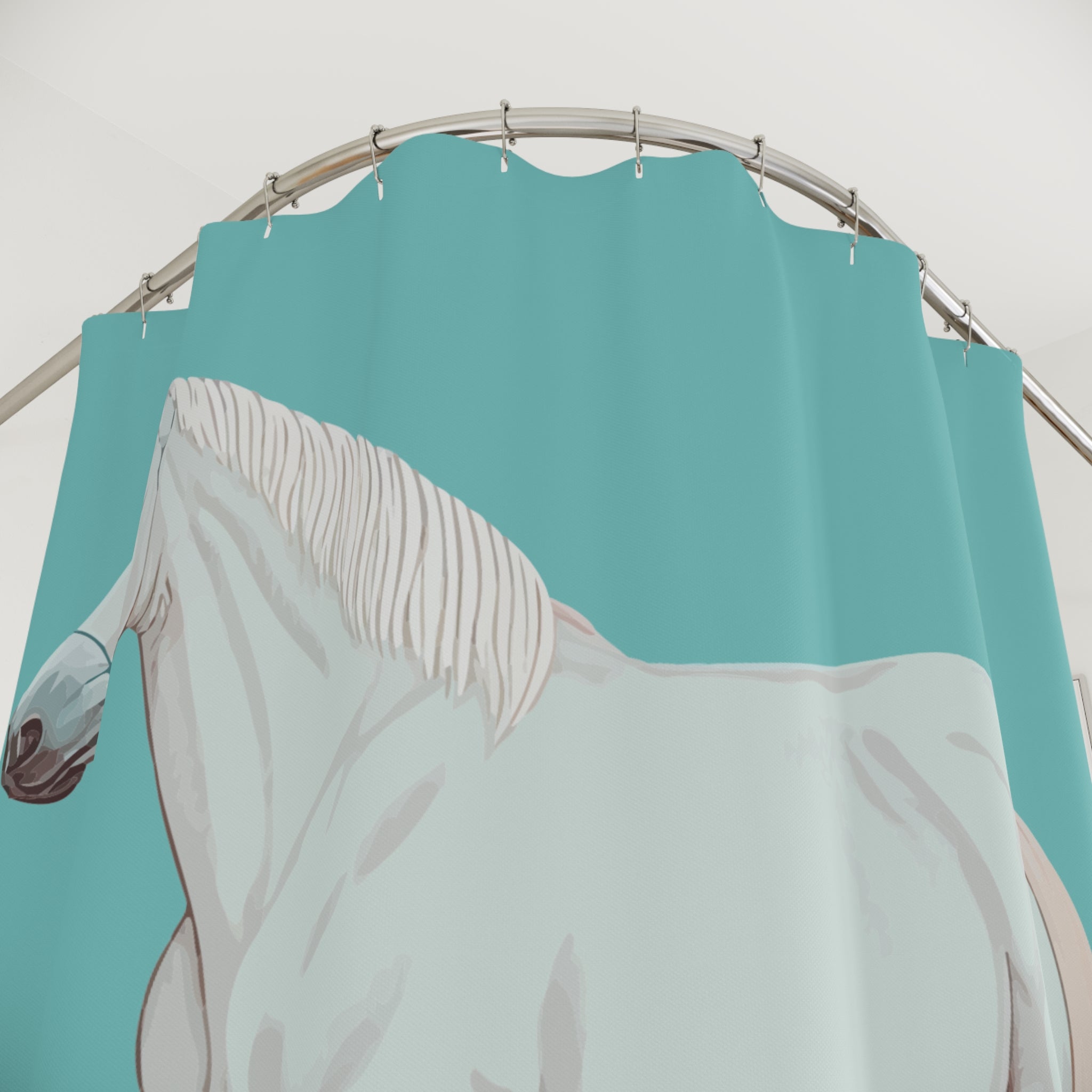 White Arabian Horse Art Shower Curtain Gift: Coastal Elegance for Refined Homes