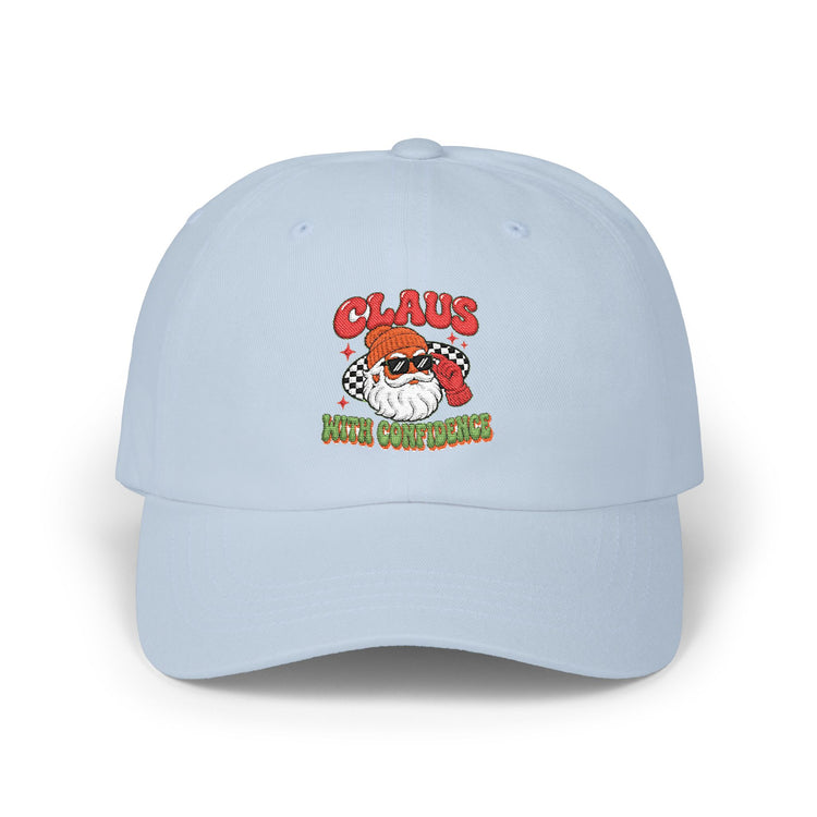 Claus With Confidence Classic Dad Cap hat in light-blue – original NewGiftDay design