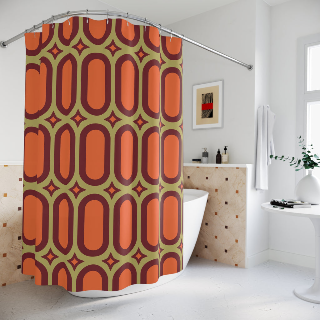 Mid-Century Geometric Shower Curtain Gift: Retro Capsule for Vintage Homes