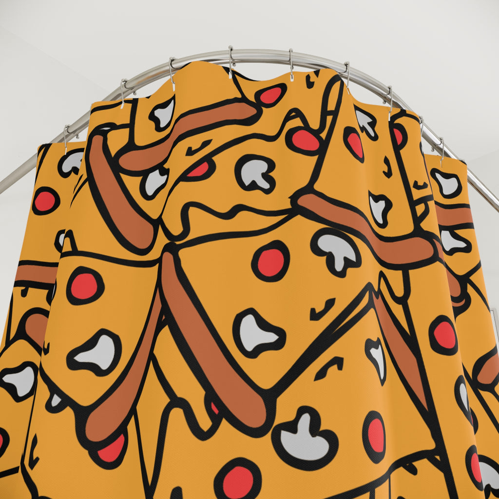 Pepperoni Pizza Slice Shower Curtain Gift: Maximalist Feast for Foodie Homes