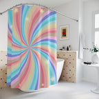 Pastel Rainbow Swirl & Stars Shower Curtain Gift: Psychedelic Dream for Energetic Homes