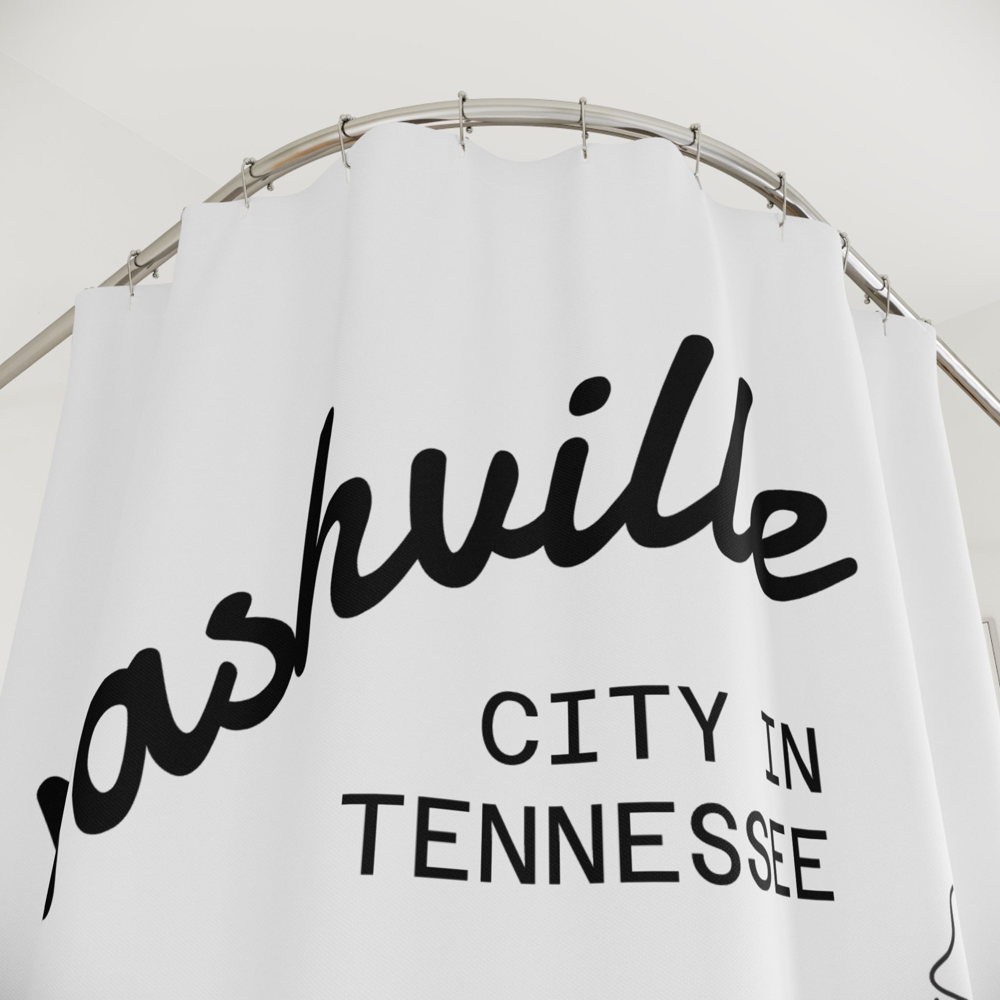 Nashville Guitar Line Art Shower Curtain Gift: Music City Pride for Traveler Homes