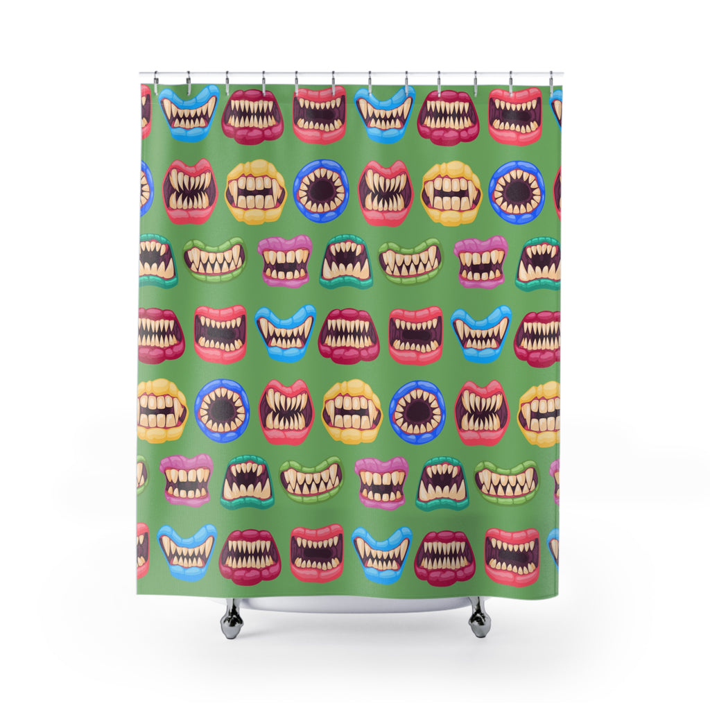 Quirky Monster Mouths Pattern Shower Curtain Gift: Playfully Spooky for Unique Homes
