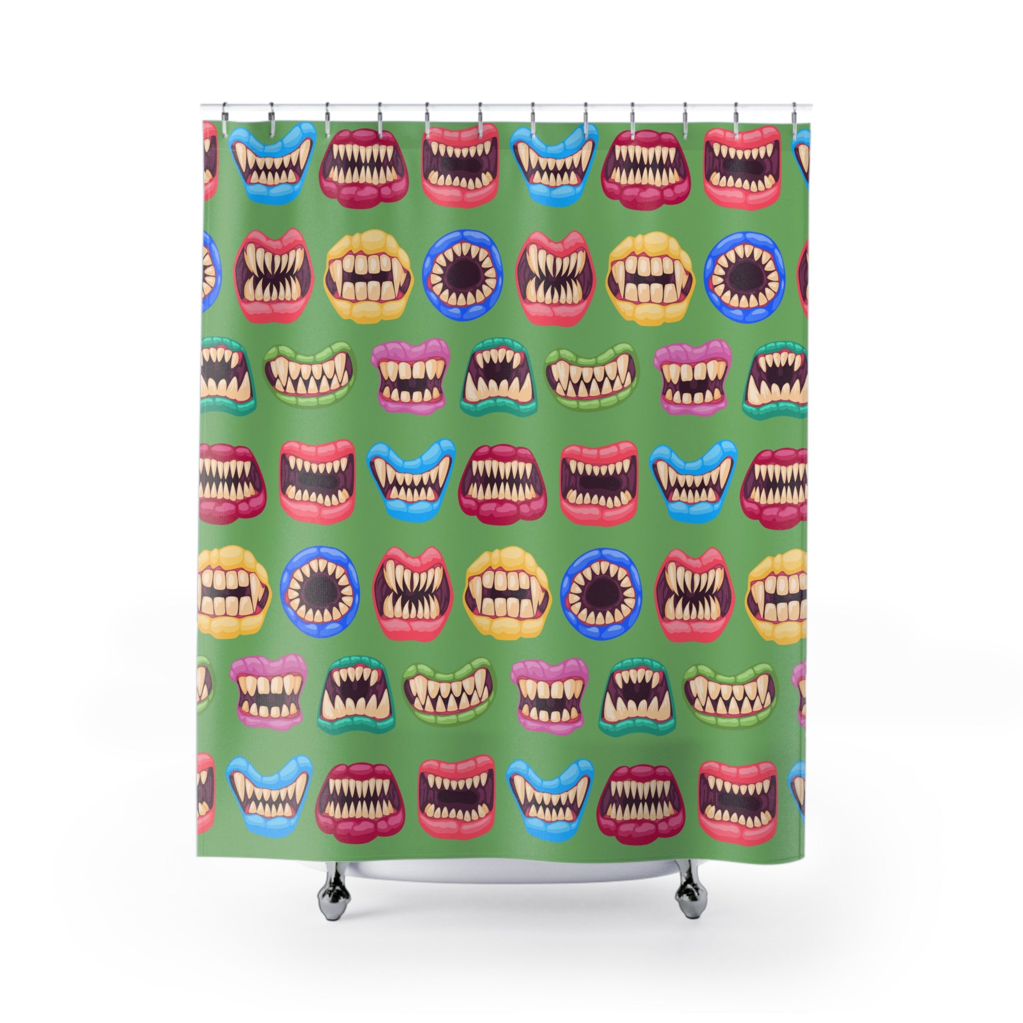 Quirky Monster Mouths Pattern Shower Curtain Gift: Playfully Spooky for Unique Homes