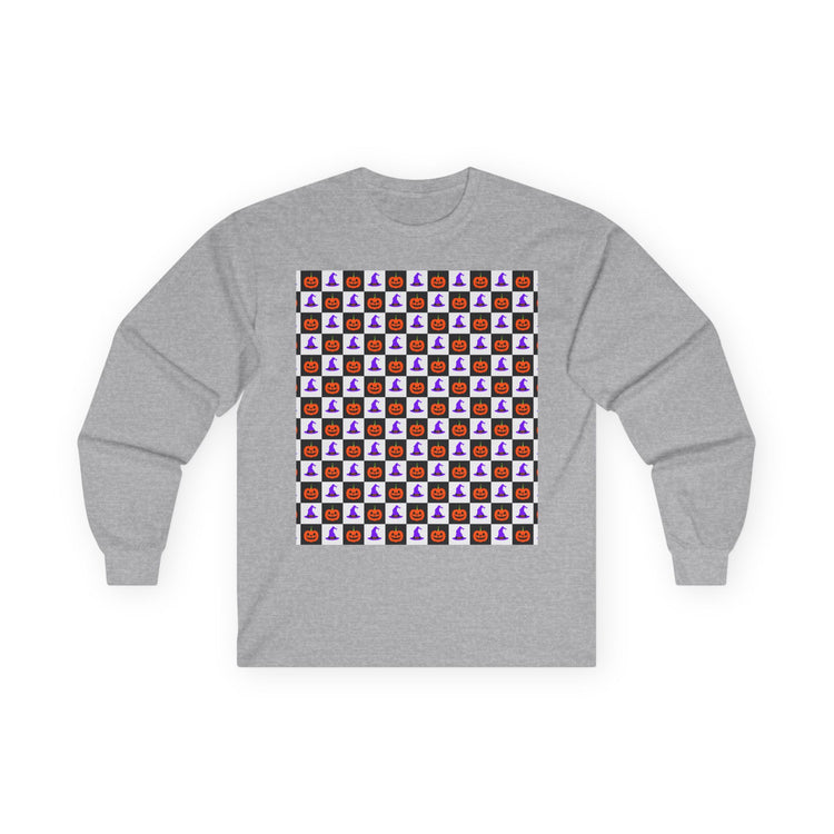 Jack-O'-Lantern Parade long sleeve tee in sport-grey – original NewGiftDay design