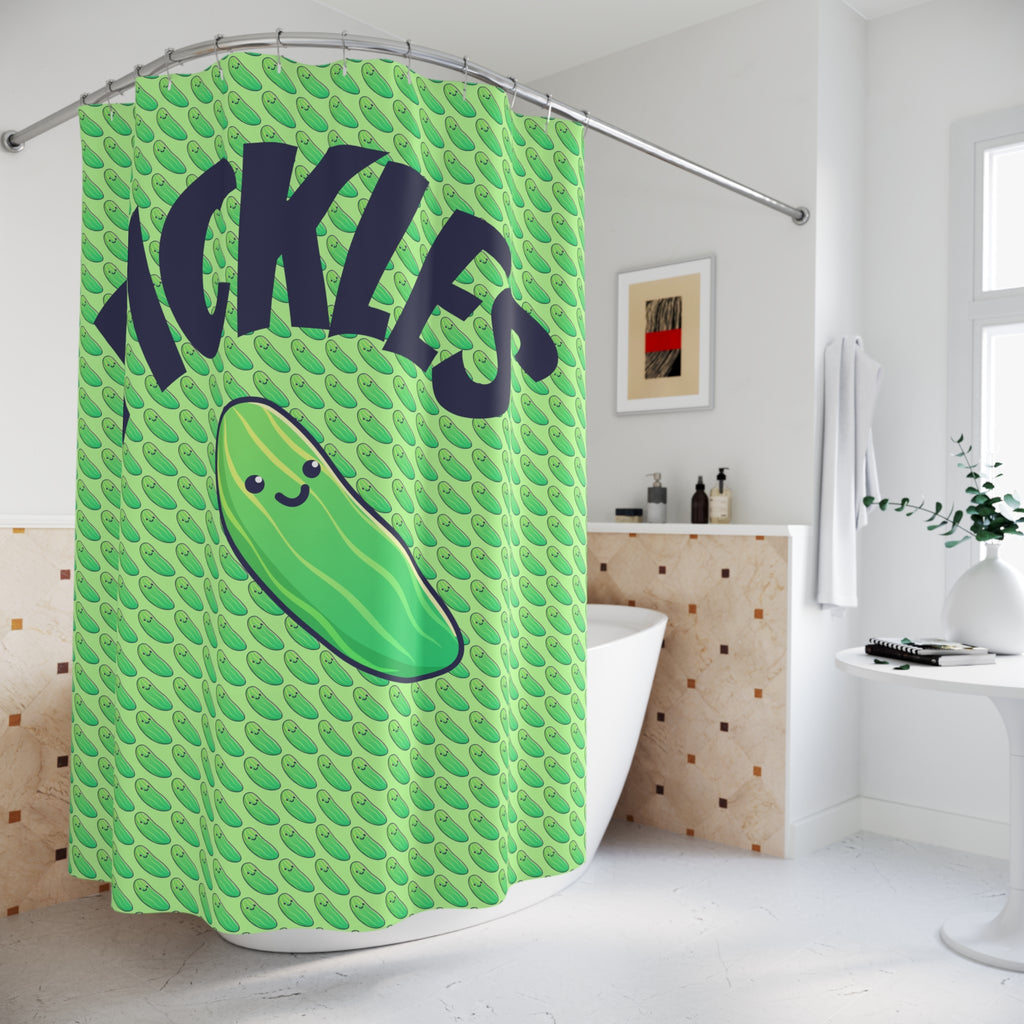 "Pickles" Cartoon Graphic Shower Curtain Gift: Playful Foodie Fun for Enthusiastic Homes