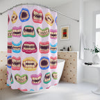 Quirky Colorful Monster Mouths Pattern Shower Curtain Gift: Playfully Spooky for Unique Homes