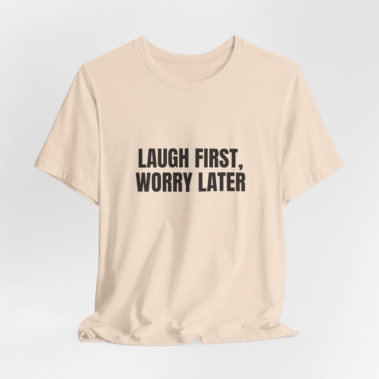 Laugh First DTG Printed for Easygoing Days T-shirt in soft-cream – original NewGiftDay design