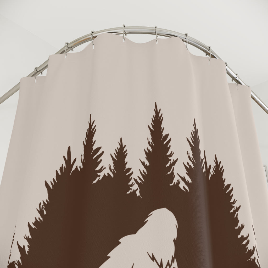 Sasquatch Forest Graphic Shower Curtain Gift: Cryptid Lore for Rustic Retreats