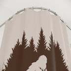 Sasquatch Forest Graphic Shower Curtain Gift: Cryptid Lore for Rustic Retreats