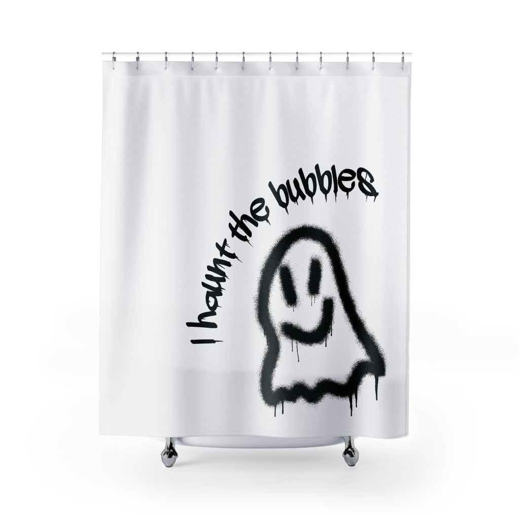 "I Haunt the Bubbles" Ghost Shower Curtain Gift: Spooky Fun for Playful Homes