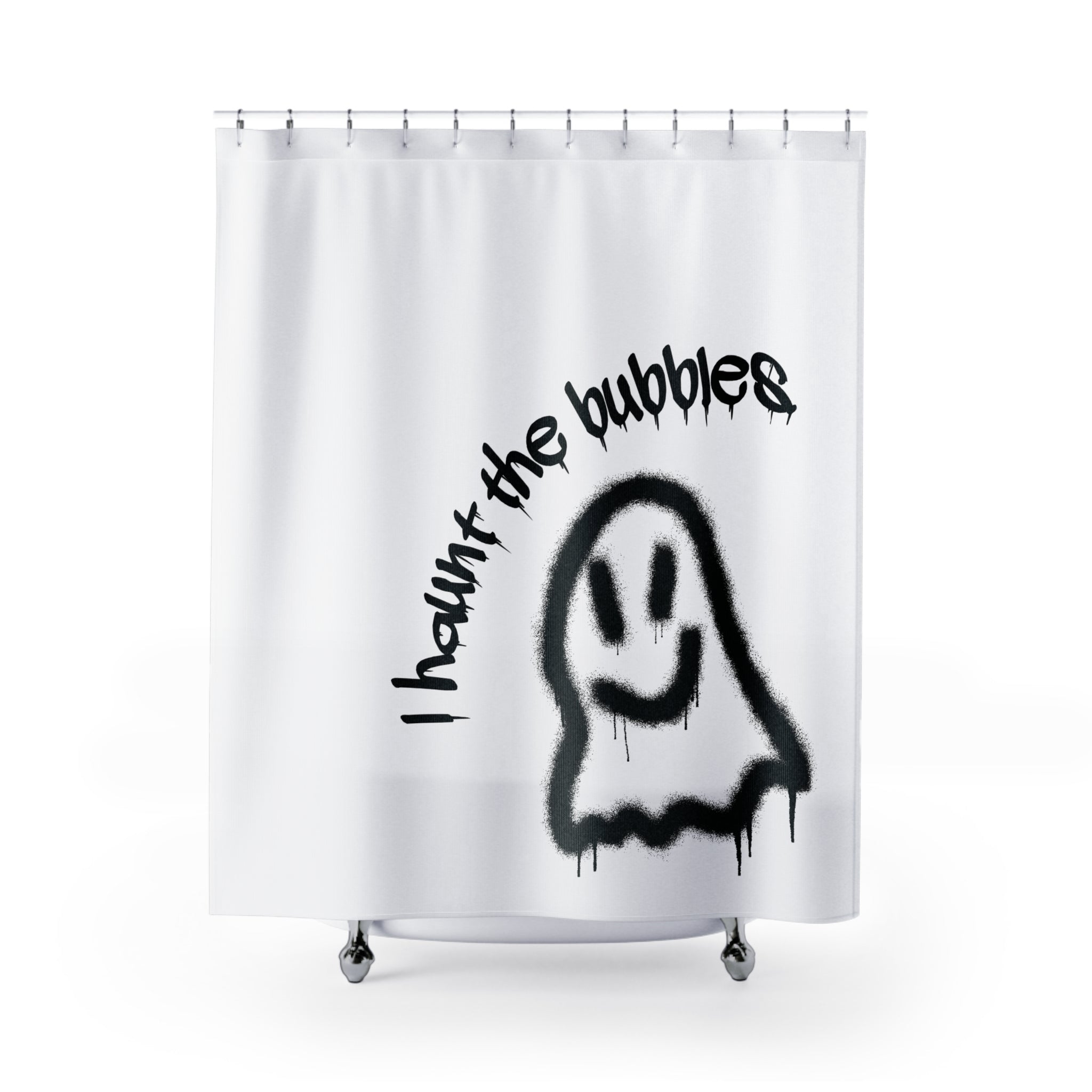"I Haunt the Bubbles" Ghost Shower Curtain Gift: Spooky Fun for Playful Homes