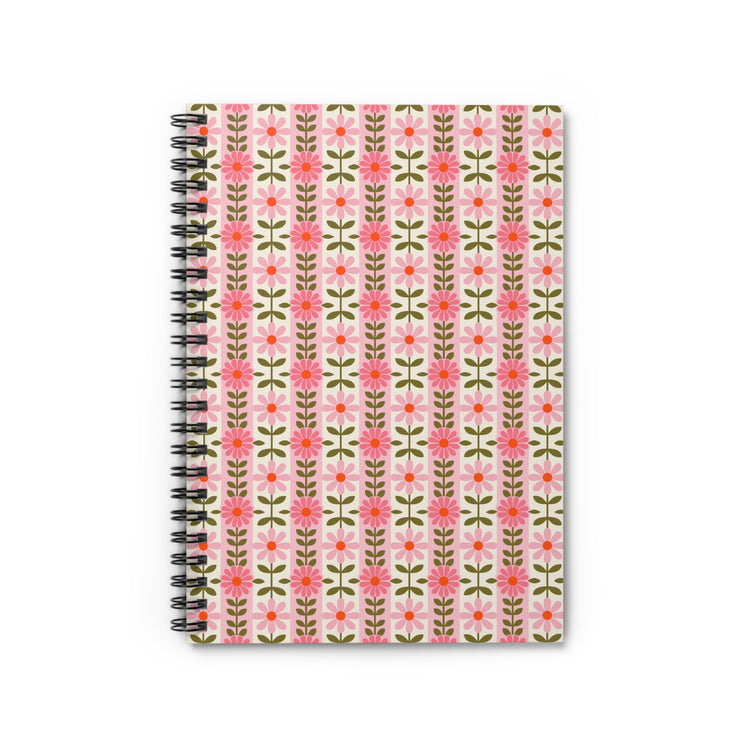 Retro Daisy Blooms Spiral Notebook - Ruled Line design