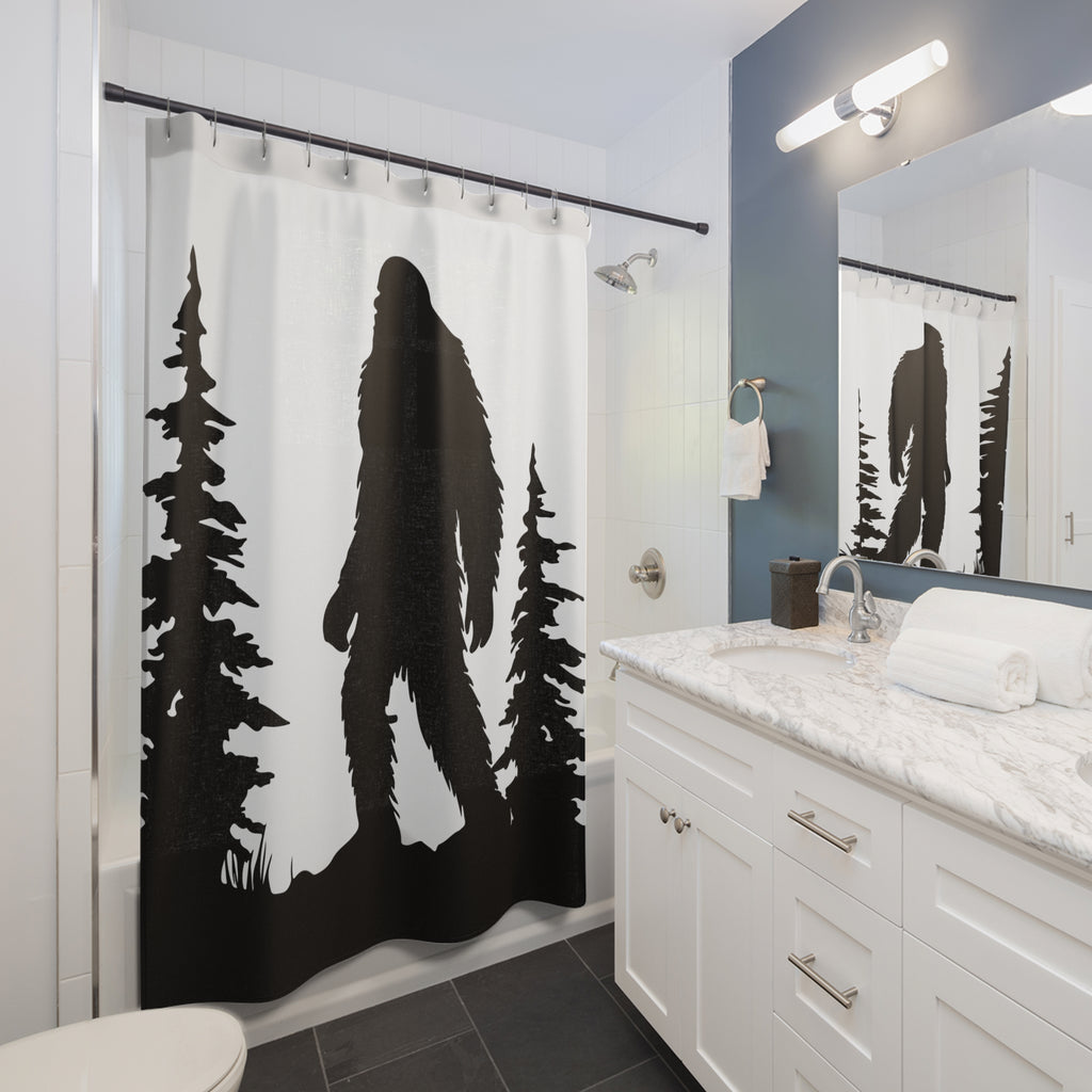 Bigfoot Sasquatch Silhouette Shower Curtain Gift: Wilderness Mystery for Cabin Homes
