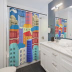 Vibrant Cityscape Art Shower Curtain Gift: Urban Chic for Dynamic Homes