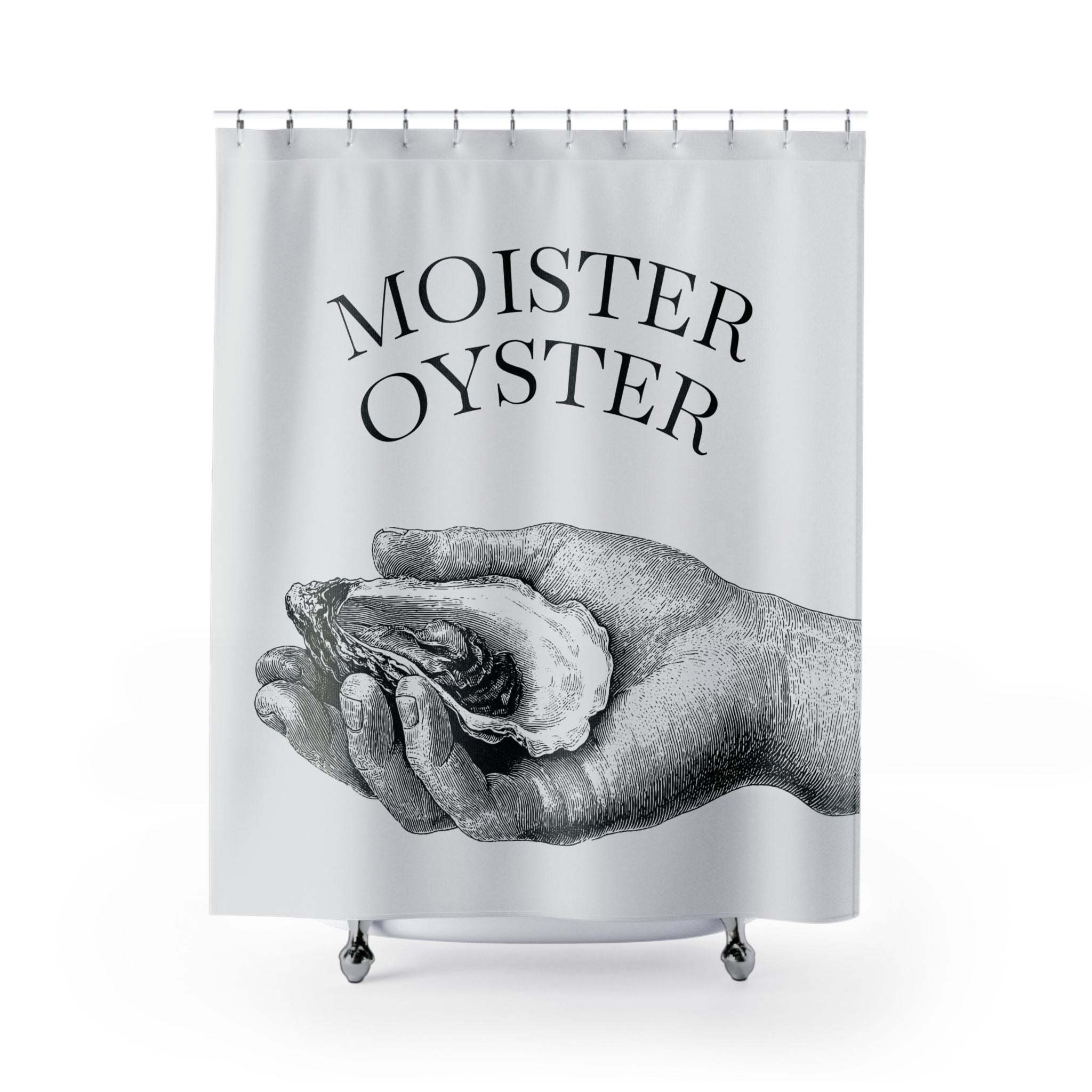 Moister Oyster Graphic Shower Curtain Gift: Witty Novelty for Edgy Humor